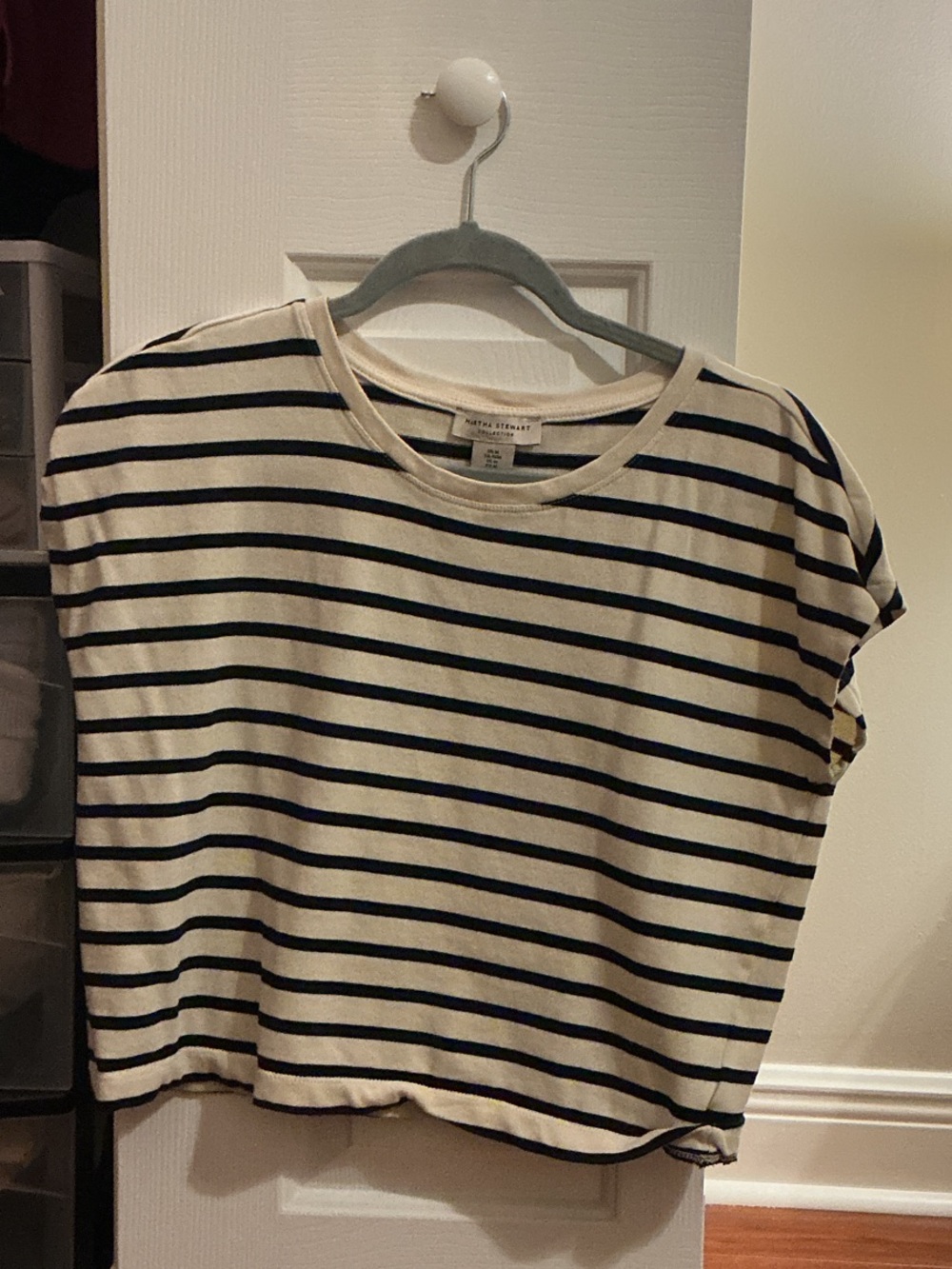 Martha Stewart Navy & White Striped Short Sleeve Tee